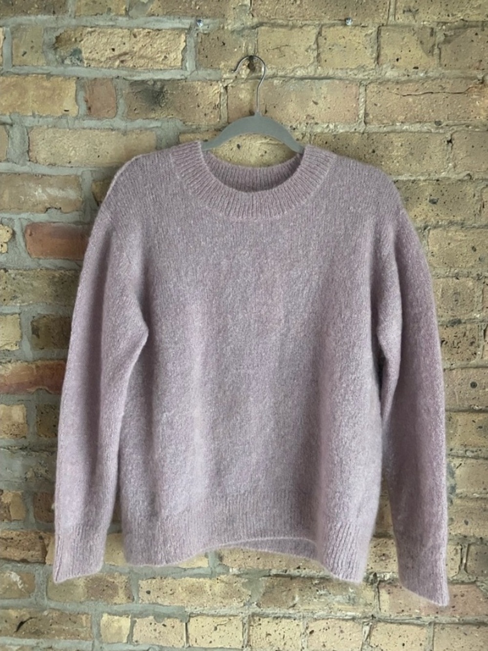 Vince Women's M Mohair Blend Brushed Sweater In Lily Stone Purple Crewneck